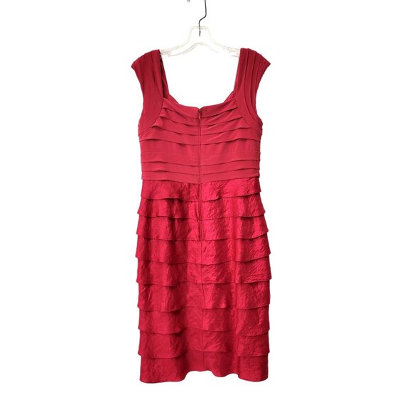 Adrianna Papell Layered V Neck Red Dress - Picture 2 of 5
